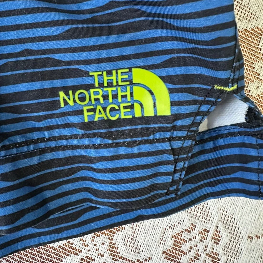 The North Face Boys Swim Trunks Size 5 Blue Black Stripe Elastic Waist‎
